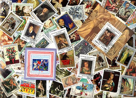 philately - Art. Background of the postage stamps issued in miscellaneous countries. Photographie de stock - Aubaine LD & Abonnement, Code: 400-07951394