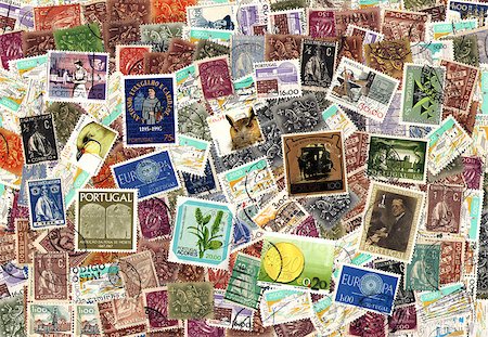 philately - Background of the postage stamps issued in Portugal Stock Photo - Budget Royalty-Free & Subscription, Code: 400-07951399