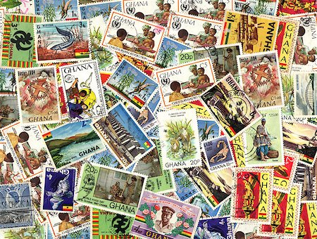 philately - Background of the postage stamps issued in Ghana Stock Photo - Budget Royalty-Free & Subscription, Code: 400-07951393