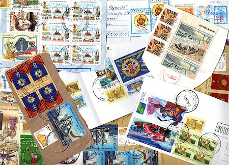 philately - Background of the postage stamps issued in miscellaneous countries. Scraps. Stock Photo - Budget Royalty-Free & Subscription, Code: 400-07951405