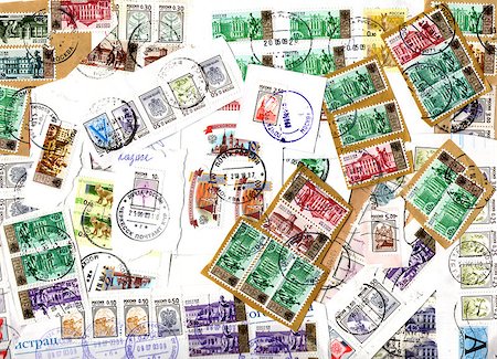 philately - Background of the postage stamps issued in Russia. Scraps. Stock Photo - Budget Royalty-Free & Subscription, Code: 400-07951401