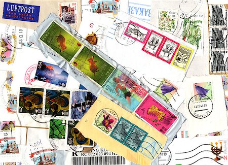 philately - Background of the postage stamps issued in miscellaneous countries. Scraps. Stock Photo - Budget Royalty-Free & Subscription, Code: 400-07951403