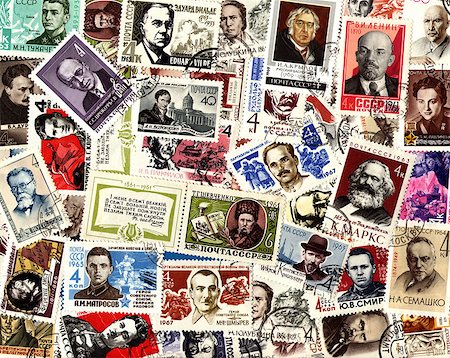 philately - Persons. Background of the postage stamps issued in the Soviet Union (USSR). Stock Photo - Budget Royalty-Free & Subscription, Code: 400-07951428