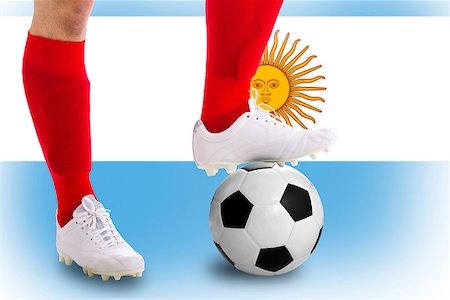 simsearch:400-06513403,k - Argentina soccer player with football for competition in Match game Stock Photo - Budget Royalty-Free & Subscription, Code: 400-07951922