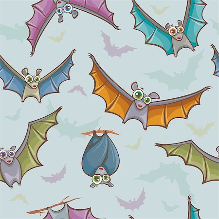 simsearch:400-05887739,k - Funny seamless pattern with cartoon bats. Childish vector backdrop. Stock Photo - Budget Royalty-Free & Subscription, Code: 400-07952185