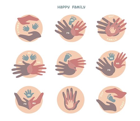 Collection of icons with human hands. Vector set with signs of love and care in family. Stock Photo - Budget Royalty-Free & Subscription, Code: 400-07952204