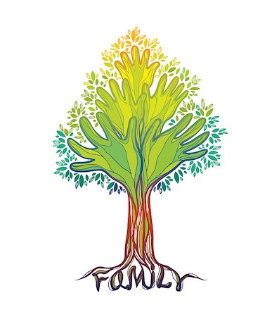 Concept illustration- family tree. Abstract green hand tree. Stock Photo - Budget Royalty-Free & Subscription, Code: 400-07952208