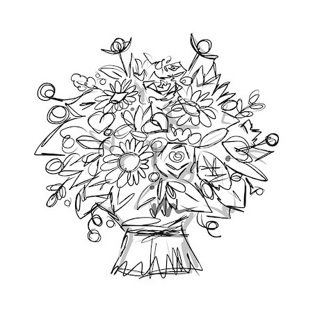 simsearch:400-07552577,k - Floral bouquet, sketch for your design Photographie de stock - Aubaine LD & Abonnement, Code: 400-07952260