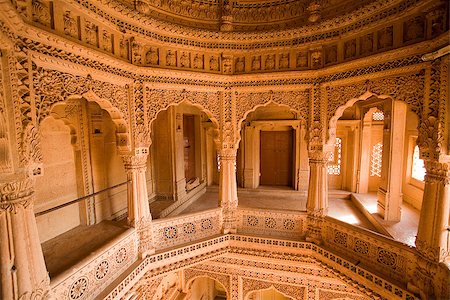 fresco painting rajasthan - jain temple of amar sagar near jaisalmer in rajasthan state in india Stock Photo - Budget Royalty-Free & Subscription, Code: 400-07952512