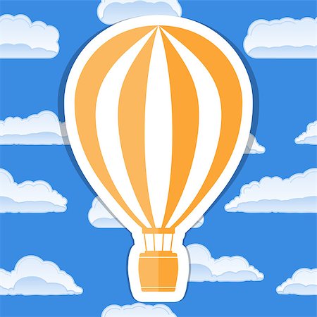 simsearch:400-05325886,k - Hot air balloon in sky with clouds, vector eps10 illustration Stock Photo - Budget Royalty-Free & Subscription, Code: 400-07952747