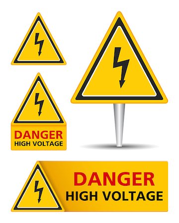 simsearch:400-08316235,k - Set of high voltage signs on white background, vector eps10 illustration Foto de stock - Super Valor sin royalties y Suscripción, Código: 400-07952741