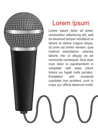 stage microphone nobody - Microphone with wire and place for text, vector eps10 illustration Stock Photo - Budget Royalty-Free & Subscription, Code: 400-07952742