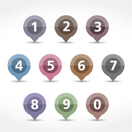 Map markers with numbers set, vector eps10 illustration Stock Photo - Budget Royalty-Free & Subscription, Code: 400-07952767