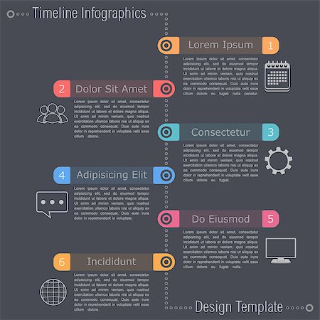 simsearch:400-08223890,k - Timeline infographics design template, dark background, vector eps10 illustration Fotografie stock - Microstock e Abbonamento, Codice: 400-07952808