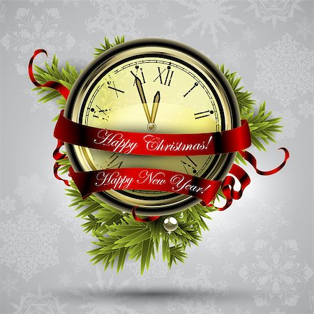 christmas clock, this illustration may be useful as designer work Stock Photo - Budget Royalty-Free & Subscription, Code: 400-07953093