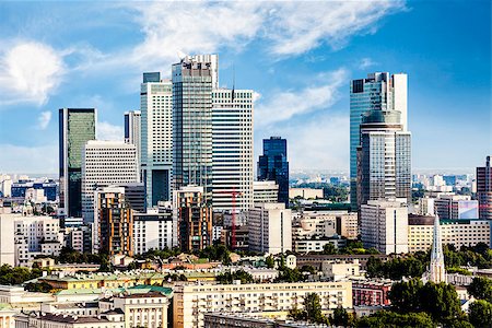 Warsaw business district at afternoon sun. Aerial View. Stock Photo - Budget Royalty-Free & Subscription, Code: 400-07953104