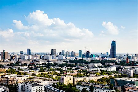 simsearch:400-08730397,k - Panorama of warsaw business district. Aerial view at sunny day. Photographie de stock - Aubaine LD & Abonnement, Code: 400-07953101