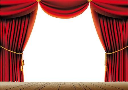 sharpner (artist) - push the red theater curtain with tassels and cord and empty space in the center Stockbilder - Microstock & Abonnement, Bildnummer: 400-07953192