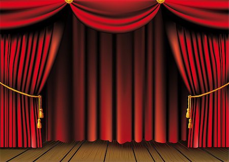 simsearch:400-04403800,k - push the red theater curtain with tassels and cord and wooden platform Photographie de stock - Aubaine LD & Abonnement, Code: 400-07953193