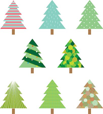 set of christmas trees isolated on White background Stock Photo - Budget Royalty-Free & Subscription, Code: 400-07953203