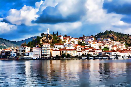 simsearch:400-04831572,k - Greece, the port of Poros island - Impressionism effect Foto de stock - Super Valor sin royalties y Suscripción, Código: 400-07953212