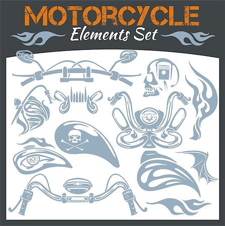 Motorcycle elements for emblem - vector set. Stock Photo - Budget Royalty-Free & Subscription, Code: 400-07953519