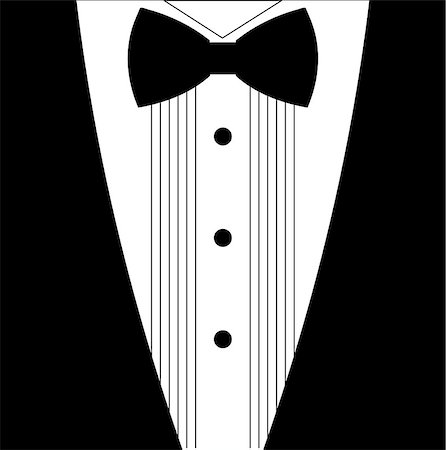 shirt and tie and jacket vector - Flat black and white tuxedo bow tie illustration Stock Photo - Budget Royalty-Free & Subscription, Code: 400-07953635