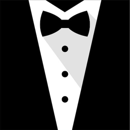 shirt and tie and jacket vector - Black and white bow tie tuxedo illustration flat Stock Photo - Budget Royalty-Free & Subscription, Code: 400-07953637