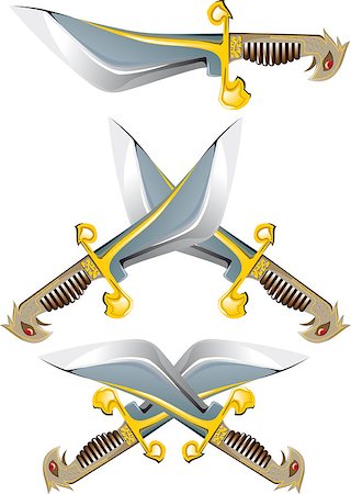 sharpner (artist) - beautiful fantasy combat pirate knife in several different positions Stock Photo - Budget Royalty-Free & Subscription, Code: 400-07953801