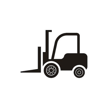 simsearch:400-08260997,k - Black vector forklift truck icon on white background Fotografie stock - Microstock e Abbonamento, Codice: 400-07953894