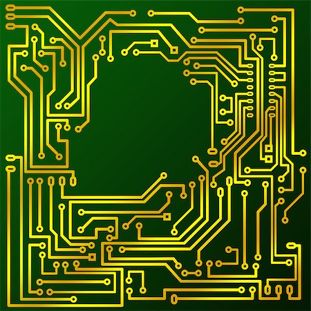 studio023 (artist) - cuprextit green plate with copper and gold printed circuit board Stockbilder - Microstock & Abonnement, Bildnummer: 400-07953963