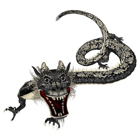 simsearch:400-05230170,k - 3D digital render of a black Eastern dragon isolated on white background Stockbilder - Microstock & Abonnement, Bildnummer: 400-07974112