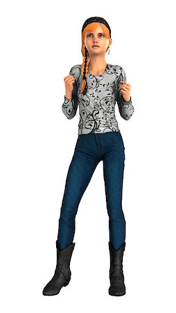 3D digital render of an angry teenager girl isolated on white background Stock Photo - Budget Royalty-Free & Subscription, Code: 400-07974125