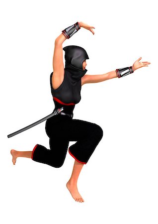 3D digital render of a ninja isolated on white background Stock Photo - Budget Royalty-Free & Subscription, Code: 400-07974122