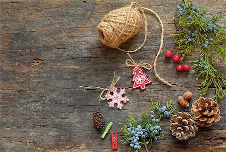 simsearch:400-07246701,k - Christmas Decoration Over Wooden Background Stock Photo - Budget Royalty-Free & Subscription, Code: 400-07974220