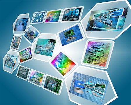 simsearch:400-07613462,k - Abstract internet perspective of a plurality of images on the theme of high technology Stock Photo - Budget Royalty-Free & Subscription, Code: 400-07974678