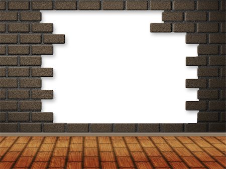 simsearch:400-07974748,k - Abstract illustration of room with hole in brick wall with wood floor. Stock Photo - Budget Royalty-Free & Subscription, Code: 400-07974745