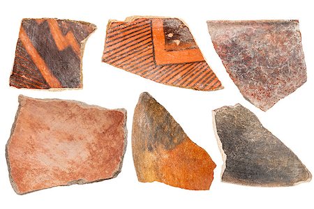 ancient Native American Indian (Anasazi) artifacts, six pottery shards  isolated on white Stock Photo - Budget Royalty-Free & Subscription, Code: 400-07974934