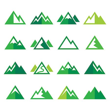simsearch:400-07899385,k - Vector icons set of mountain landscape isolated on white Stock Photo - Budget Royalty-Free & Subscription, Code: 400-07974994