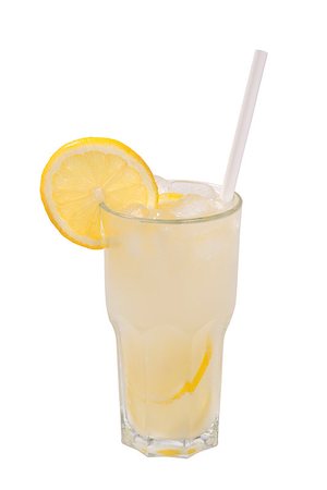 Popular cooling drink lemonade in a tall glass isolated Stock Photo - Budget Royalty-Free & Subscription, Code: 400-07975001