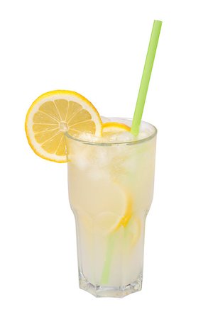 Popular cooling drink lemonade in a tall glass isolated Stock Photo - Budget Royalty-Free & Subscription, Code: 400-07975002
