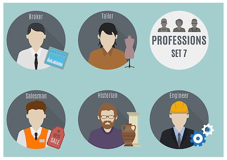 simsearch:400-07975467,k - Profession people. Set 7. Flat style icons in circles Stock Photo - Budget Royalty-Free & Subscription, Code: 400-07975469