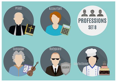 simsearch:400-07975467,k - Profession people. Set 8. Flat style icons in circles Stock Photo - Budget Royalty-Free & Subscription, Code: 400-07975470