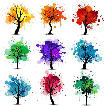 simsearch:400-06876781,k - Abstract colorful tree background collection EPS 10 Foto de stock - Royalty-Free Super Valor e Assinatura, Número: 400-07975816