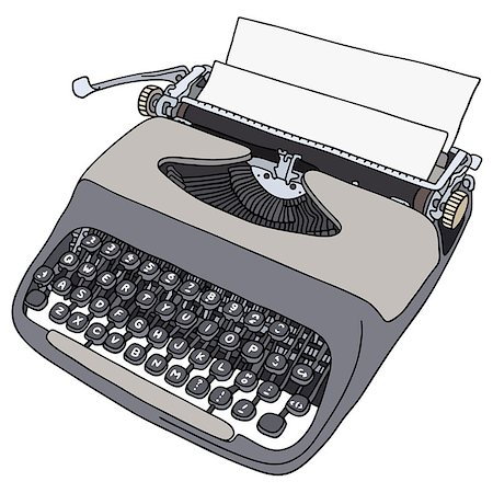 Hand drawing of an old portable typewriter Fotografie stock - Microstock e Abbonamento, Codice: 400-07975856