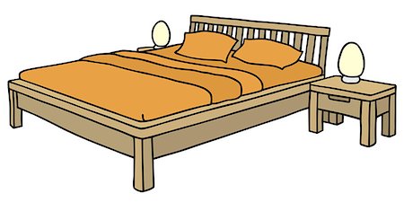 Hand drawing of a wooden bed Stock Photo - Budget Royalty-Free & Subscription, Code: 400-07975871