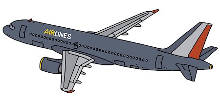 Hand drawing of a dark blue airliner - not a real type Stock Photo - Budget Royalty-Free & Subscription, Code: 400-07975895