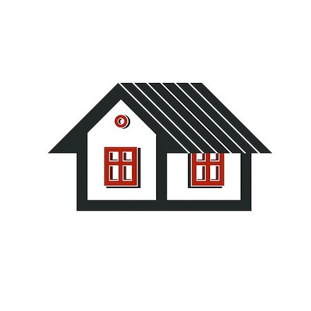 simsearch:400-04056335,k - Simple mansion icon isolated on white background, abstract house depiction. Country house, conceptual sign best for use in graphic and web design. Stock Photo - Budget Royalty-Free & Subscription, Code: 400-07975946