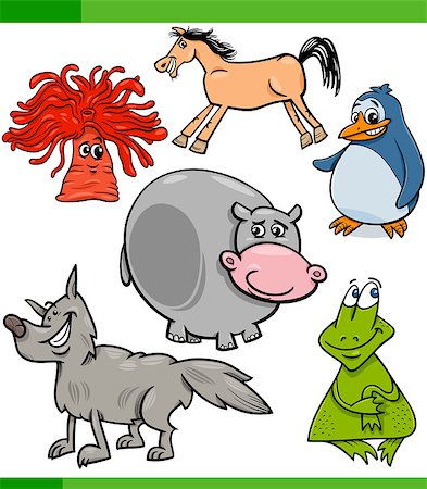 simsearch:400-07478875,k - Cartoon Illustration of Animals Characters Set Foto de stock - Super Valor sin royalties y Suscripción, Código: 400-07975962