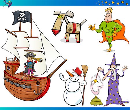 simsearch:400-08160274,k - Cartoon Illustrations Set of Fairytale or Fantasy Characters Foto de stock - Super Valor sin royalties y Suscripción, Código: 400-07975975